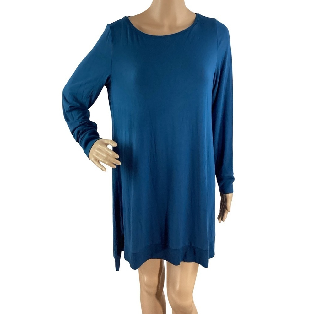 Eileen Fisher Viscose Jersey Mini Dress Blue Size M